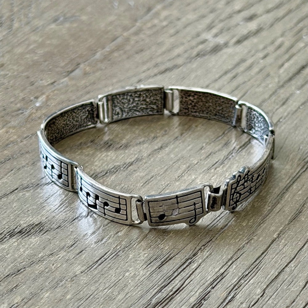 Vintage Shubes Sterling Silver Beethoven "Ode to Joy" Hand Stamped Musical Staff